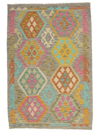 Håndvævet Kelim Afghan Old Style Tæppe 103X154 Grøn/Brun