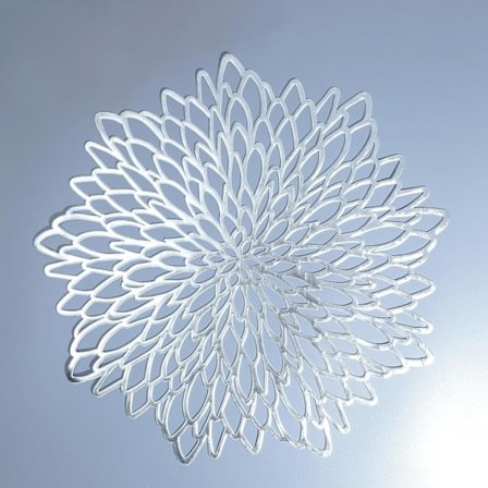 6-pakning Sølvfargede Bordbrikker Vaskbare Presset Vinyl Laserskåret Spisebord Matter Rund Floral Lader Dekor Til Jul Halloween