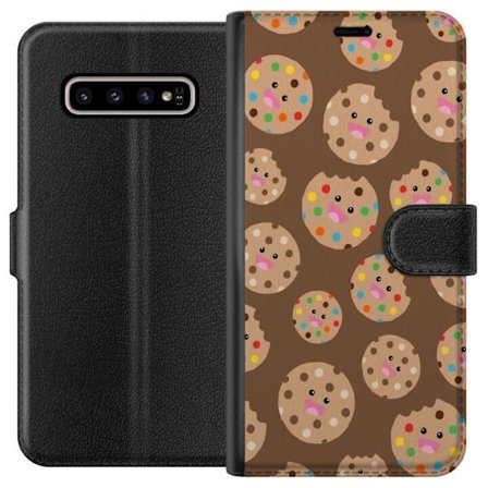 Kompatibel Tegnebogsetui til Samsung Galaxy S10+ Glade småkager med chokolade og farverige drys