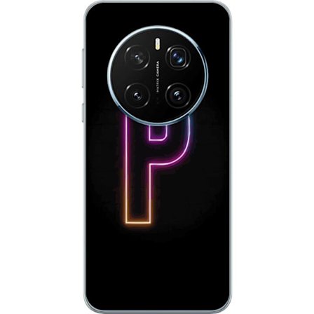 Kompatibel Mobilcover til Honor Honor Magic7 Pro Minimalistisk neonbogstav P i farvegradient og lyseffekt mod sort baggrund i digital neonstil
