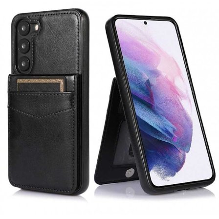 Samsung S25 Mobilskal Korthållare 5-FACK Retro V3 - Svart