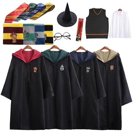 Harry Potter 8ps Sett Magisk Trollmann Fantomi Cape Kappe XL Gryffindor