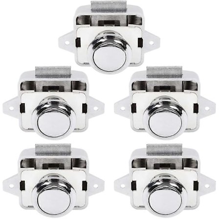 5 st Tryckknapp Lås Skåpdörr Spärr Nyckellösa Skåplås för Husbil Yacht Motorhome Camper Caravan