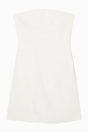 COS Women's Linen Blend Mini Bustier Dress in White