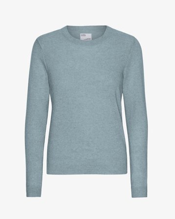 Women Light Merino Wool Crew - Stone Blue - Female - L