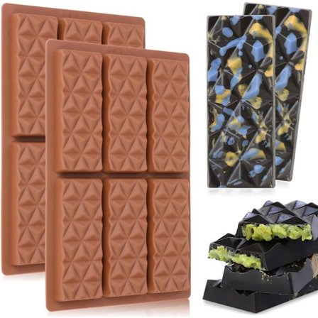 2 Pak Chokoladebarforme, Dyb Silikonform til Fyldte Chokoladebarer, Voksmeltning, Slikbarform