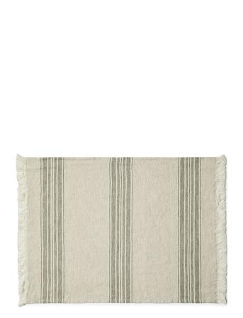 Arles Place Mat 36X50 Cm W/Fringes - 2 Pack Home Textiles Kitchen Textiles Placemats Green Compliments