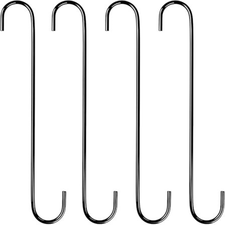 4 stk 30 cm S-kroge til køkken, store og lange kroge til ophængning af planter