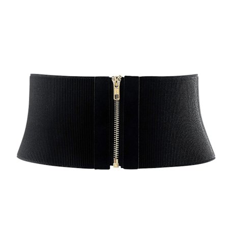 Kvinners bredt elastisk stretch midjebånd korsett cincher belte trimmer midjebånd med glidelås svart