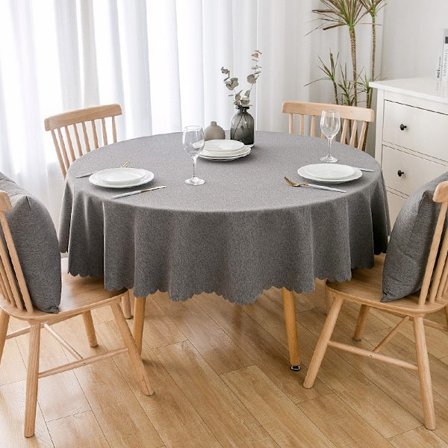 Rund Jacquard-bordsduk 160 cm, enfärgad, tungt och mjukt tyg