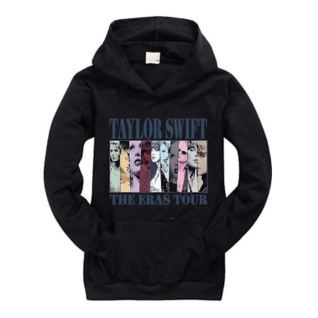 Pop Taylor Swift The Eras Tour Hættetrøje Piger Drenge Hættetrøje Sweatshirt Pullover Toppe 9-14 År Børn Teenagere - Sort 13-14 År