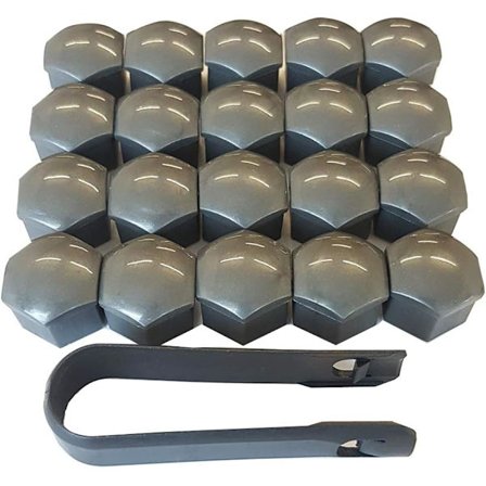20 kpl 21 mm pyöränmutterisuojuksia, pyöränpultin mutterisuojuksia, kuusikulmaisia rengasmutterisuojuksia (harmaa) Harmaa Grey