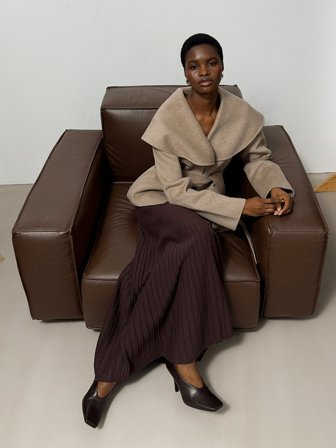 NA-KD kurzer Mantel aus Wollmischung mit Kragendetail - Frühlingsjacken - Beige - EU 34