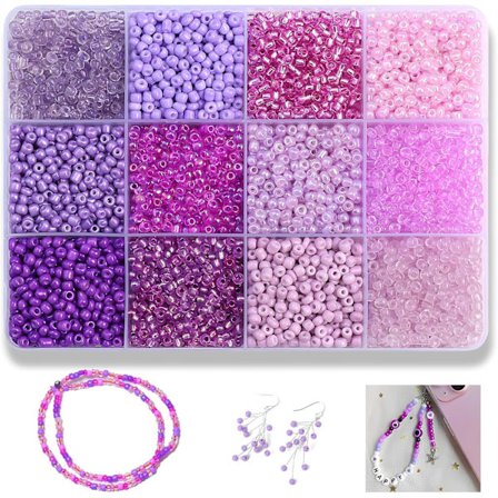 6000 Glasfrøperler, 12 Farver 3mm Frøperler til Venskabsarmbånd, Halskæder, Øreringe, Runde, Blandede Små Perler, Bulk Smykker