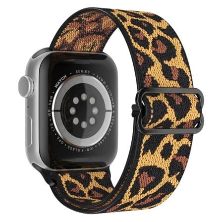 Scrunchie -rem för Apple Watch Band 44mm 40mm 38mm 42mm 49mm Elastiskt nylon IWatch Series Ultra 7 8 9 Se 3 6 45mm 41mm 33 Gold leopard 38mm 40mm 41mm