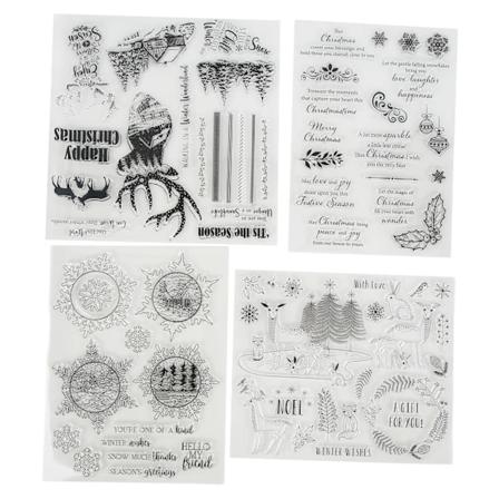 4 stk. gjennomsiktige stempler i TPR-materiale med julemotiv - Gjenbrukbare dekorative verktøy for scrapbooking og DIY-håndverk
