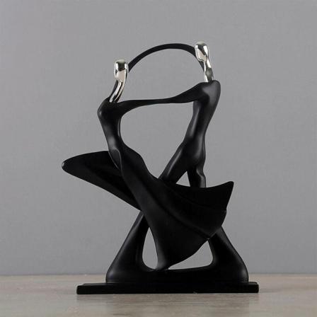 Dansende par-statue abstrakt skulptur dansende par-statue med glatt overflate og rektangulær base for bordplate ballsal dansere harpiks ornament
