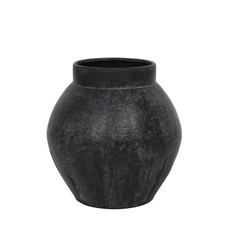 Musta metallinen laavamaljakko, 30x30x30 cm