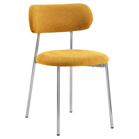 Halo spisebordsstol, Krom, Gul stof - Komfortabel siddeoplevelse - Mål: 52x47,5x78cm - Perfekt til spisestuen - Stole