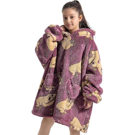 Oversized, brukbar teppehettegenser for barn, supermyk, varm og komfortabel sweatshirt-pullover, brukbar teppe for gutter og jenter