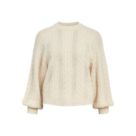 Object, Objelena L/S Knit Pullover 123 Beige, Dames, Maat:L