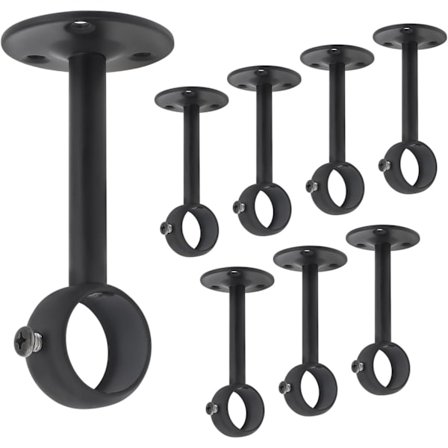 Gardinstangsbeslag, 6 stk. kraftige gardinstangsbeslag i rustfrit stål, kompatible med 26 mm gardinstænger, sort