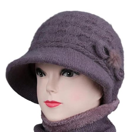 Vinterlue for middelaldrende og eldre kvinner, høst og vinter, varm strikket lue, vindtett for utendørs bruk