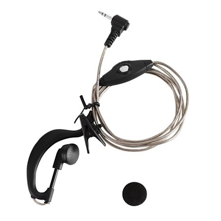Svart 2,5 mm enkel K-hode aluminium metallfolie ledning øretelefon Walkie Talkie toveis radio headset