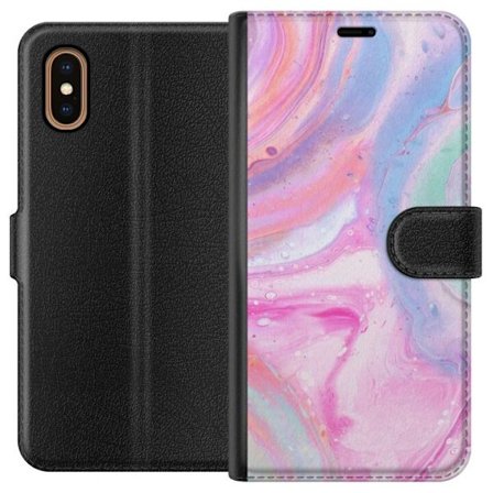 Yhteensopiva Lompakkokotelo Apple Apple iPhone XS Max Abstrakti pastellin värinen marmoritaide, jossa on nestemäinen akryyli vaikutus pinkissä, sin
