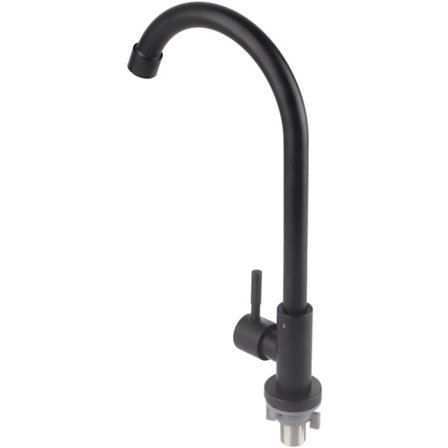G1/2 Kran 90 Graders Svingbar, Matt Svart Enkelt Kaldtvannskran for Kjøkkenvask