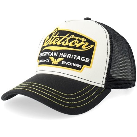 Stetson - American Heritage White/Black Trucker Trucker White Cap - @ Hatstore
