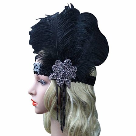 The Great Gatsby 1920 Vintage Diadem Hårbånd med Fjær