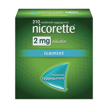 Nicorette 2 mg tyggegummi, Icemint, 210 stk.