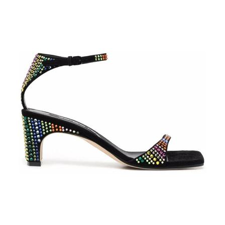 Sergio Rossi, 70mm rhinestone-embellished sandals Zwart, Dames, Maat:37 EU
