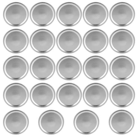 24 stk runde delte lokk hermetikkglass tetningslagringstrekk for vanlig vid munnglass (sølv 70 mm)