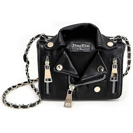 Dam Kedja Motorcykel Axelnit Jacka Väskor Messenger Bag Läder Handväskor För tjejer