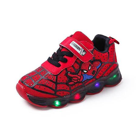 Lasten hengittävä Casual LED Spider-Man Luminous Shoes punainen red 32