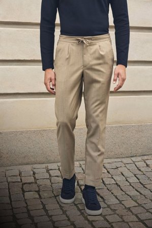 John Henric Men's Beige Wool Trousers Mira Size 52