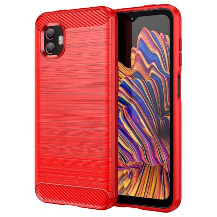 Samsung Galaxy Xcover6 Pro 5g/xcover Pro 2 5g:lle pudotusta kestävä TPU-puhelinkotelo, hiilikuitukuvioitu harjattu pinta, kulutusta kestävä suojus Red
