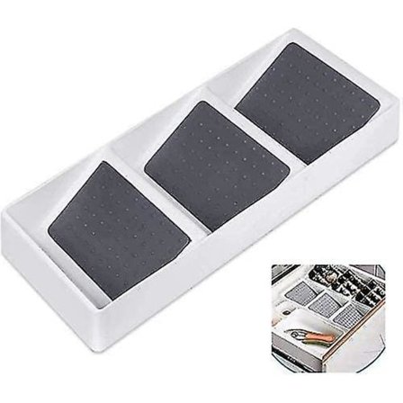 Maustelaatikko 3 liukumattomalla lokeroilla Mausteiden säilytyslaatikko PP-laatikko Mausteteline Maustehylly 38,2 * 14,7 * 5 cm (harmaa) null none