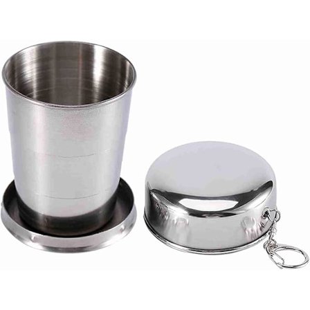 Kokoontaitettava matkamuki, teleskooppinen uudelleenkäytettävä kokoontaitettava muki avaimenperällä kuumille ja kylmille juomille (M)