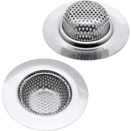 Rustfrit Stål Køkkenvask Si Removable Heavy-duty Drænfilter Perfekt Til Køkken Badeværelse Bassin Vaskeri Stop Hår Bortskaffelse Affald (2stk, Sølv
