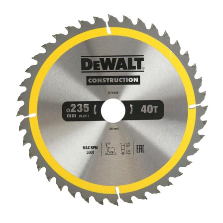Dewalt DT1955-QZ Sirkelsagklinge 235 x 30 mm, 40T, Maskintilbehør & forbruk