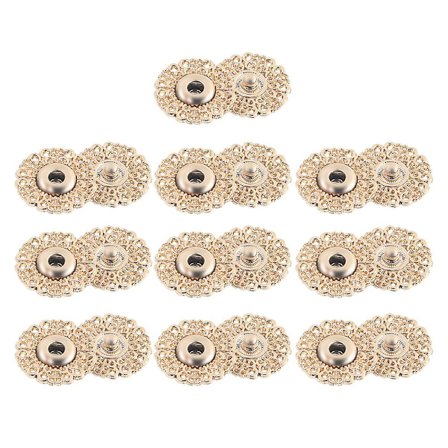 10 stk 25 mm hule metallknapper snøflakformede knapper festemidler trykknapp DIY sytilbehør (gylden)