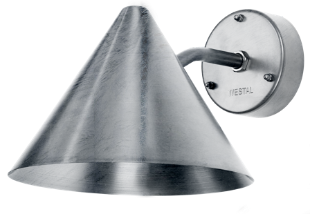 Westal Tratt Veggarmatur 210 x 250 mm, E27 Galv/Sølv, Belysning