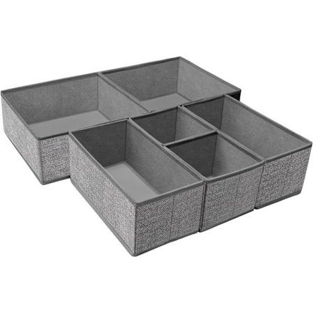 Undertøyskufforganisator, 6 Sett Sammenleggbar Undertøyskufforganisator og Skapdelere, Oppbevaringsboks for Klær, Sokker, Undertøy