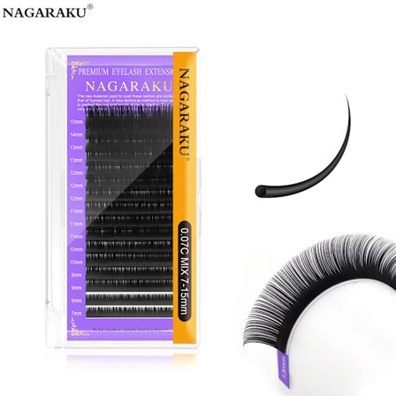 NAGARAKU Individuella Ögonfransar Premium Classic Eyelash Extension Svart Matt Naturligt Mjuk