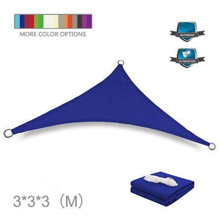 Ulkoilman kolmion muotoinen varjopurje 3x3x3m-Puutarha-allas Ulkoilma markiisi Sininen