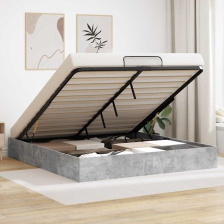 Ottoman Sängram Betonggrå 193 x 120 x 25 cm Konstruerat trä