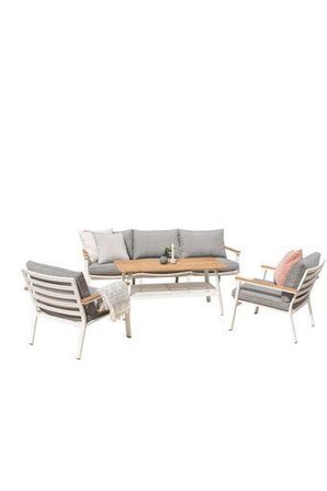 Venture Home Brasilia 6231-400 Loungeset soffa, bord, fåtöljer, grått/vitt/natur, Utemöbler